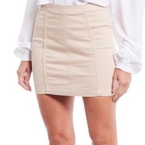 Free People‎ Beige Stretch Mini Skirt Size 6